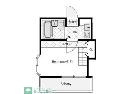 ブルーハイム富士塚(1K/2階)の間取り写真