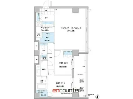 ガーデニエール砧レジデンス(2LDK/4階)の間取り写真