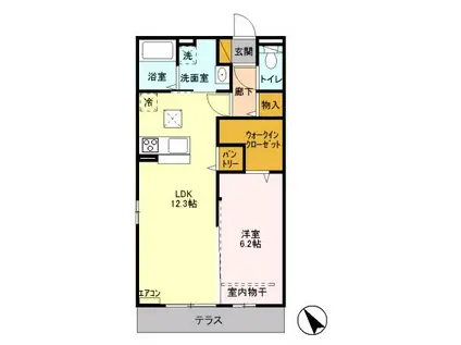 フィーロ(1LDK/1階)の間取り写真