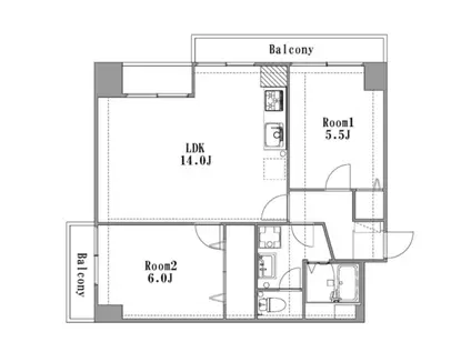 第17上野ビル(2LDK/5階)の間取り写真