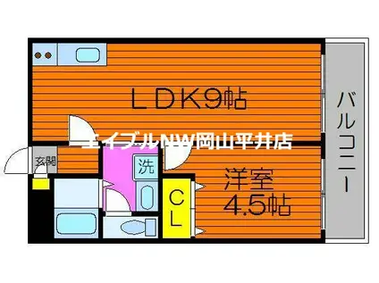 コーポ平福(1LDK/3階)の間取り写真