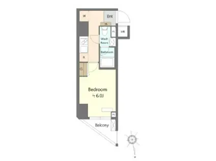 SHOKEN RESIDENCE横浜白楽(1K/2階)の間取り写真