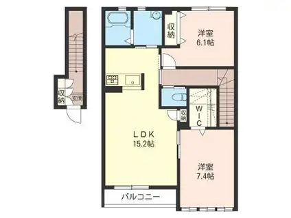 ペルルMK(2LDK/2階)の間取り写真