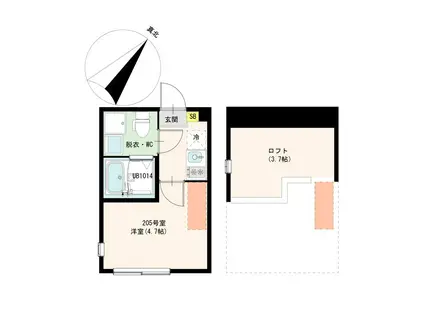 ハーモニーテラス成増(1K/2階)の間取り写真