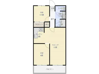 ライオンズマンション赤坂(2LDK/4階)の間取り写真