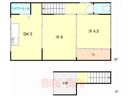 西難波町6丁目文化(2DK/2階)の間取り写真