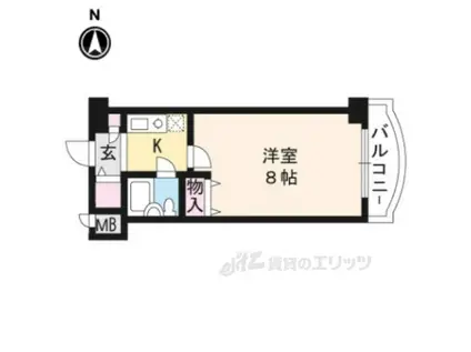 パラドール伏見(1K/6階)の間取り写真