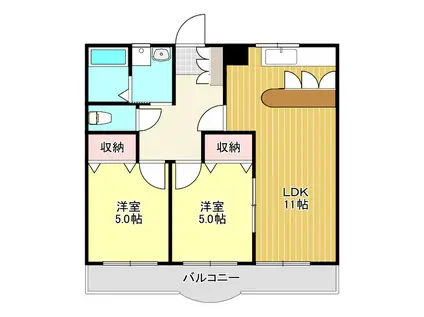メゾンソレイユA(2LDK/1階)の間取り写真