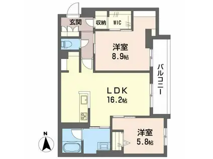 GRACE北長瀬(2LDK/2階)の間取り写真