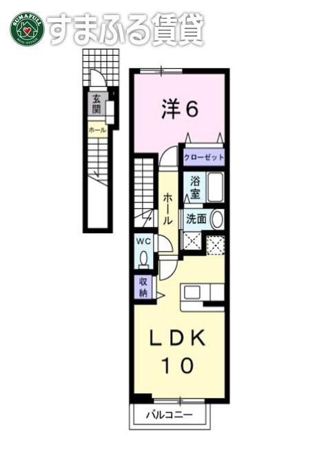 ジョーンティーヴィラ(1LDK/2階)の間取り写真