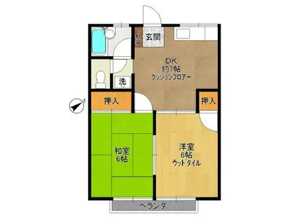 ヴィラ関谷(2DK/1階)の間取り写真