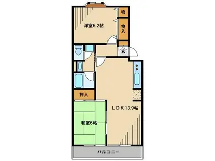森田マンション2号棟(2LDK/1階)の間取り写真