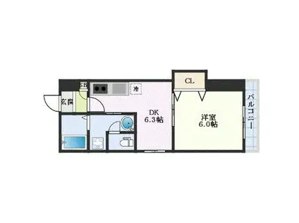 ホワイトグレース律奈(1DK/4階)の間取り写真