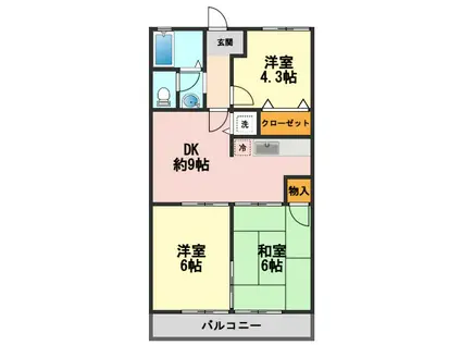 PIER60(3DK/1階)の間取り写真