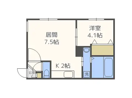 SUONO南円山(1LDK/4階)の間取り写真
