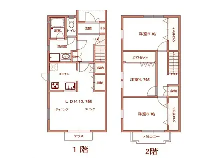 ボンヌシャンスB(3LDK/1階)の間取り写真