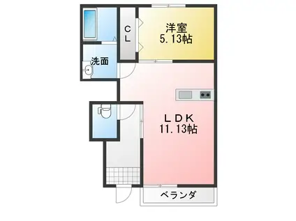リーブルファイン則武II(1LDK/1階)の間取り写真