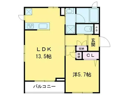 エンジェル榮(1LDK/1階)の間取り写真