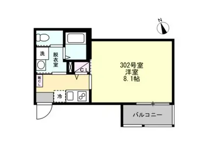 ベイルーム藤沢長後(1K/3階)の間取り写真