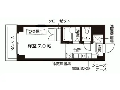 アブレスト東山本町(1K/3階)の間取り写真