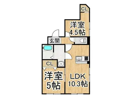 ブライズシーズン川上(2LDK/2階)の間取り写真