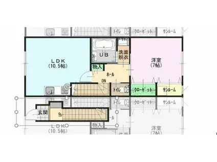 サンパレス山代II(1LDK/2階)の間取り写真