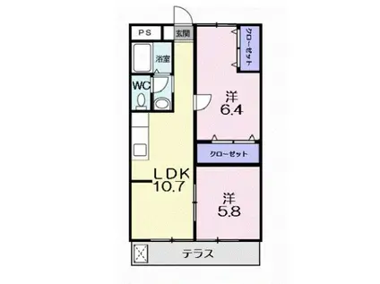 シティハイツ丸地(2LDK/1階)の間取り写真