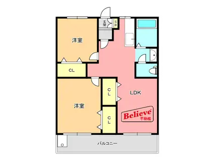 組坂ビルNO.8(2LDK/5階)の間取り写真