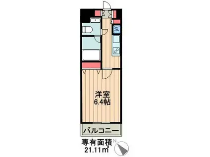 KDXレジデンス森下千歳(1K/6階)の間取り写真