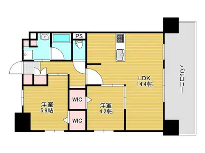 ベイ・グランデ弁天町(2LDK/6階)の間取り写真