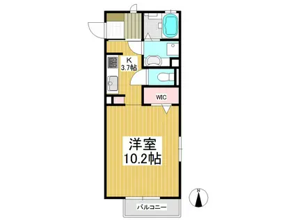 ロイヤル カーロ A棟(1K/2階)の間取り写真