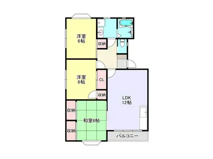 イーストハイツ(3LDK/2階)の間取り写真