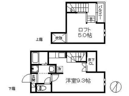 POLARIS CITY九研I 363(ワンルーム/2階)の間取り写真