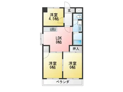 スカイハイツ瀬古(3LDK/4階)の間取り写真