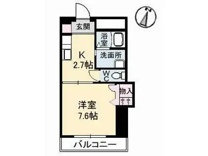 レアンドロス(1K/2階)の間取り写真