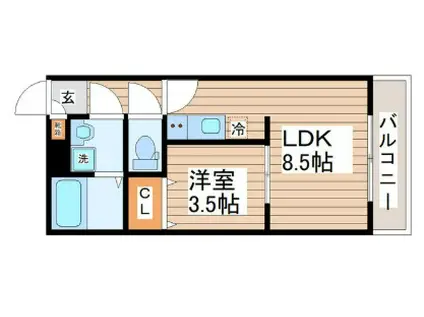 ブラン台原(1LDK/1階)の間取り写真