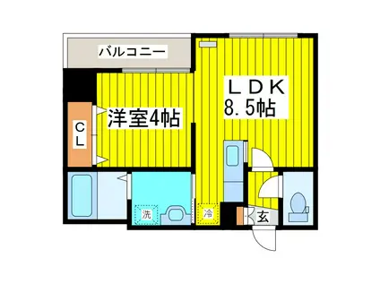 レジデンスタワー札幌(1LDK/4階)の間取り写真