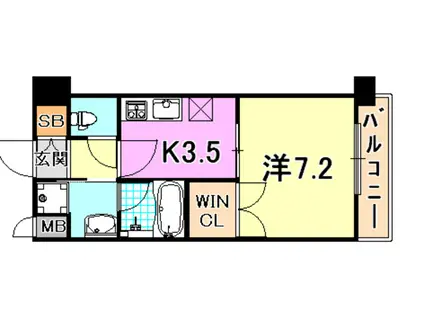 ショーソン上沢(1K/3階)の間取り写真