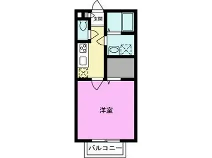 ベルフラワー東越谷(1K/2階)の間取り写真