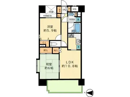 インペリアル三鷹シティ(2LDK/2階)の間取り写真