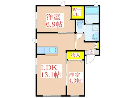 シャーメゾンD-SKY  I棟(2LDK/1階)の間取り写真