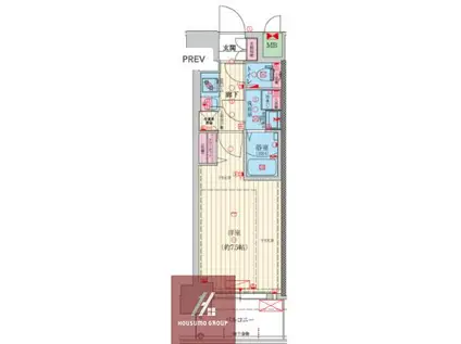 ファーストフィオーレ大阪城ブリオ(1K/2階)の間取り写真