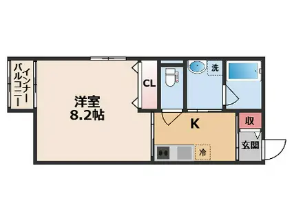 CAサンウォルク(1K/1階)の間取り写真