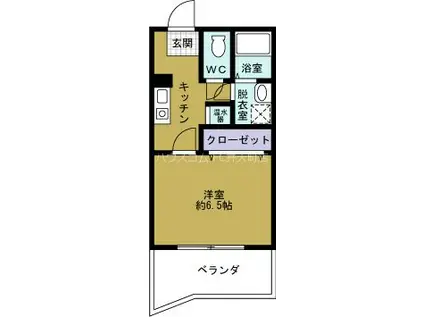 シャトー弁天参番館(1K/6階)の間取り写真