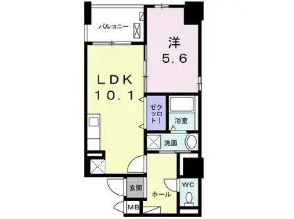 セントラル ヒルズ(1LDK/5階)の間取り写真