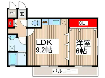 ラフィーヌ・昴(1LDK/2階)の間取り写真