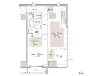 ピアース新宿三丁目(2LDK/13階)の間取り写真