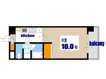 ニューエオス舟入(1K/8階)の間取り写真