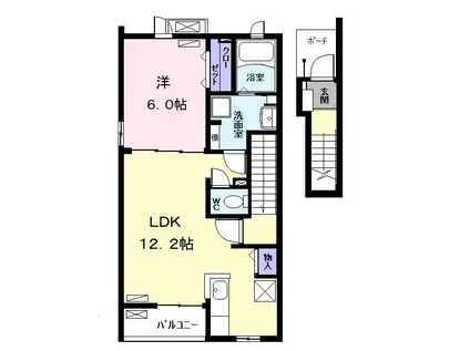 エバーグリーンN I(1LDK/2階)の間取り写真