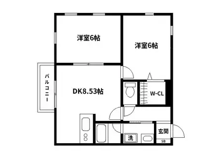 EIKOH CRESCENT(2DK/2階)の間取り写真